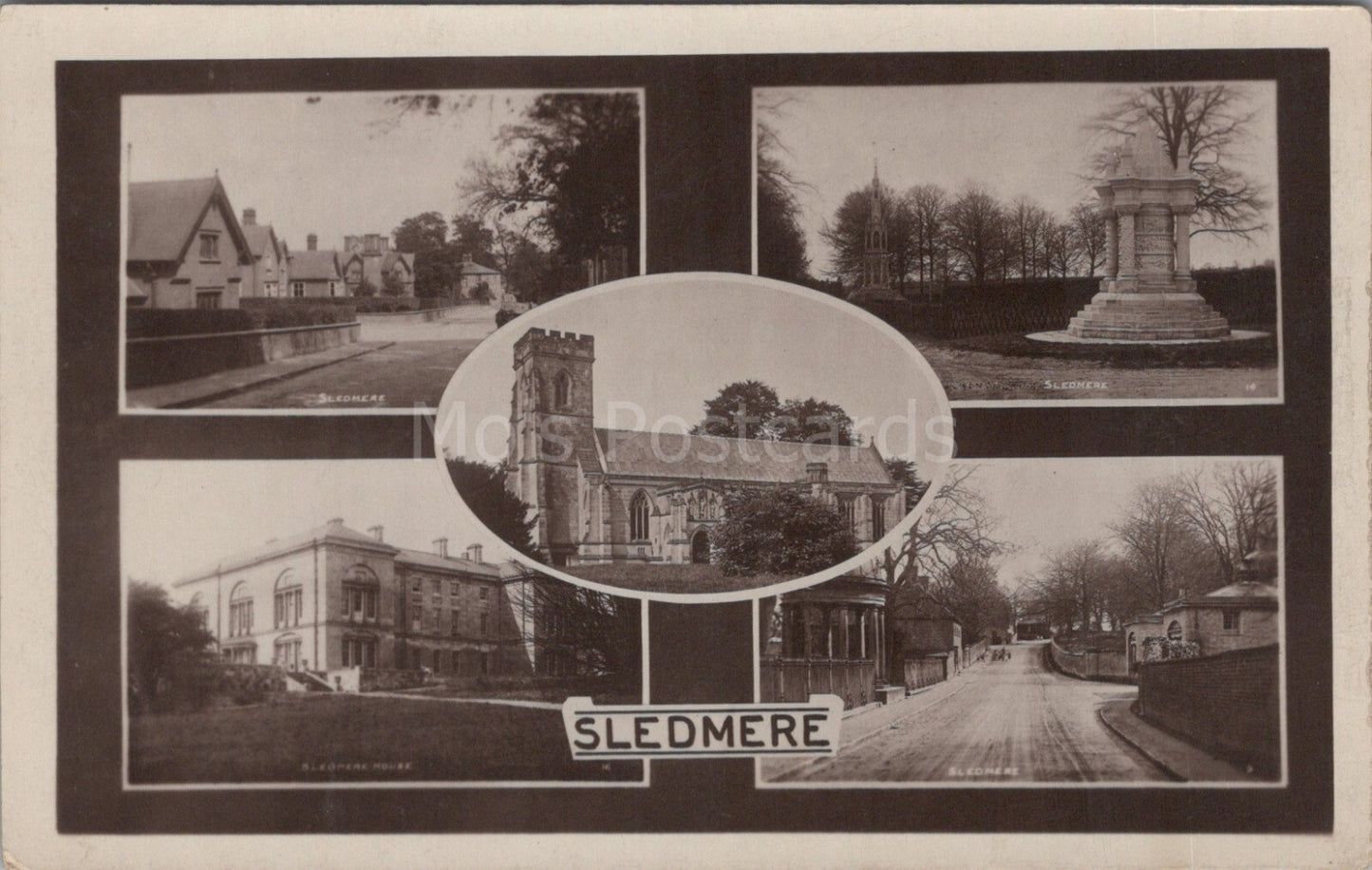 Yorkshire Postcard: Sledmere House St Mary Church Multi View RPPC XT3514