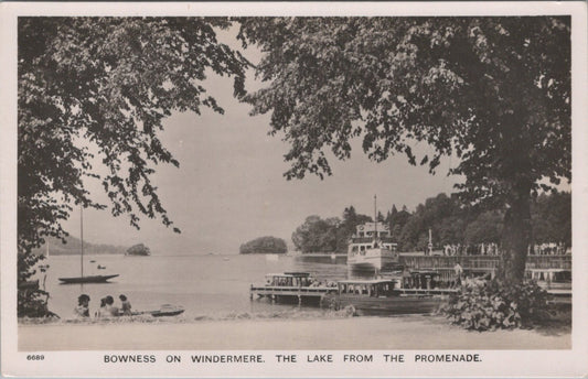 Cumbria Postcard: Bowness on Windermere Lake Pier Steamer Promenade Boats XT3485