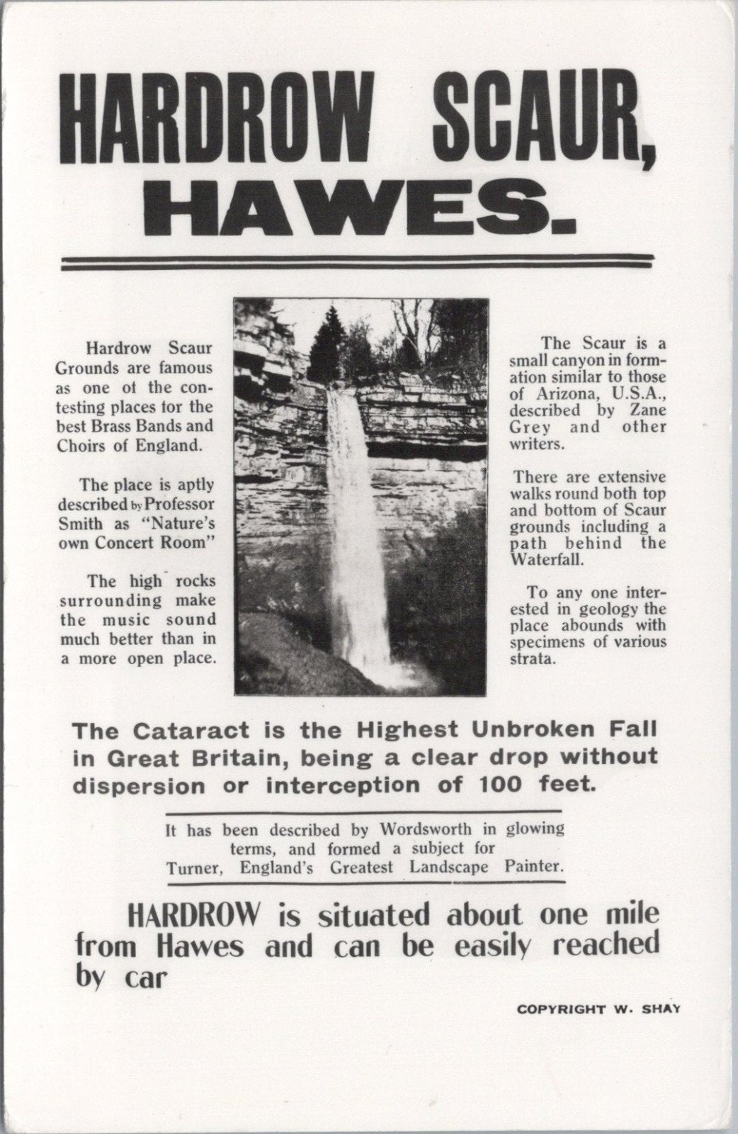 Yorkshire Postcard: Hawes Hardrow Scaur Force Waterfall RPPC 1960's XT5048