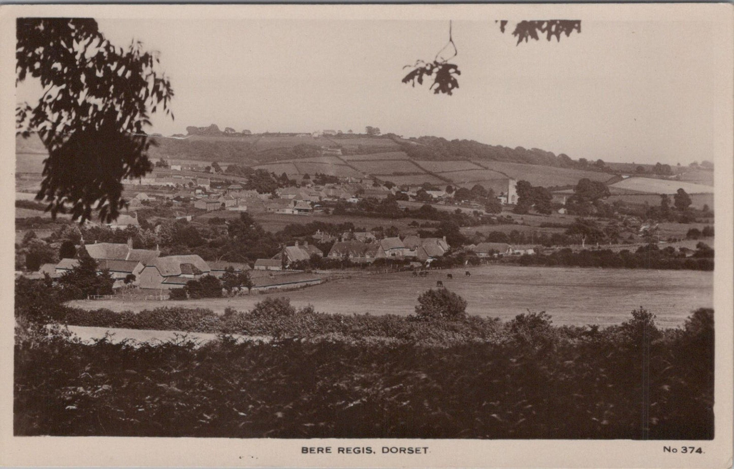 Dorset Postcard: Bere Regis Panoramic Landscape View, 1930's, RPPC XT3920