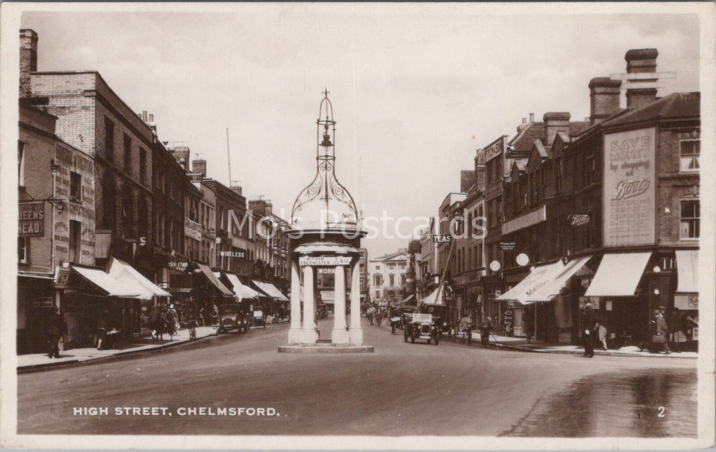 Essex Postcard: High Street Chelmsford Conduit Town Structure RPPC XT3729