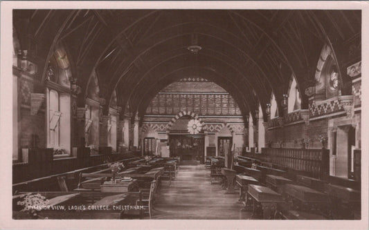 Gloucestershire Postcard: Ladies College Cheltenham Interior Hall RPPC XT5390