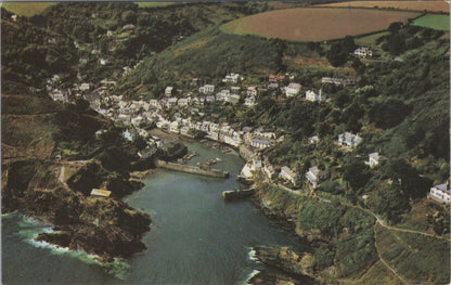 Cornwall Postcard: Polperro Harbour Aerial View Coastal Village 1970’s RS32645