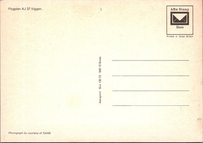 Military Postcard: Swedish Air Force Saab AJ37 Viggen Aeroprint 1970s XT5155