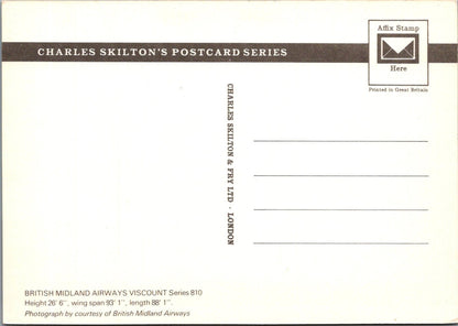 Aviation Postcard: British Midland Airways Viscount Series 810 Airplane XT5197