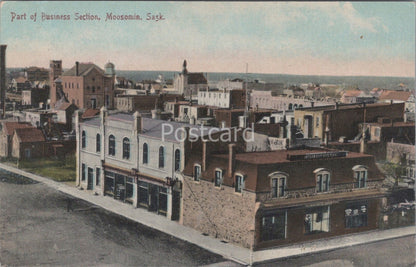 Canada Postcard: Moosomin Saskatchewan Business Section Town Aerial 1900s XT5082