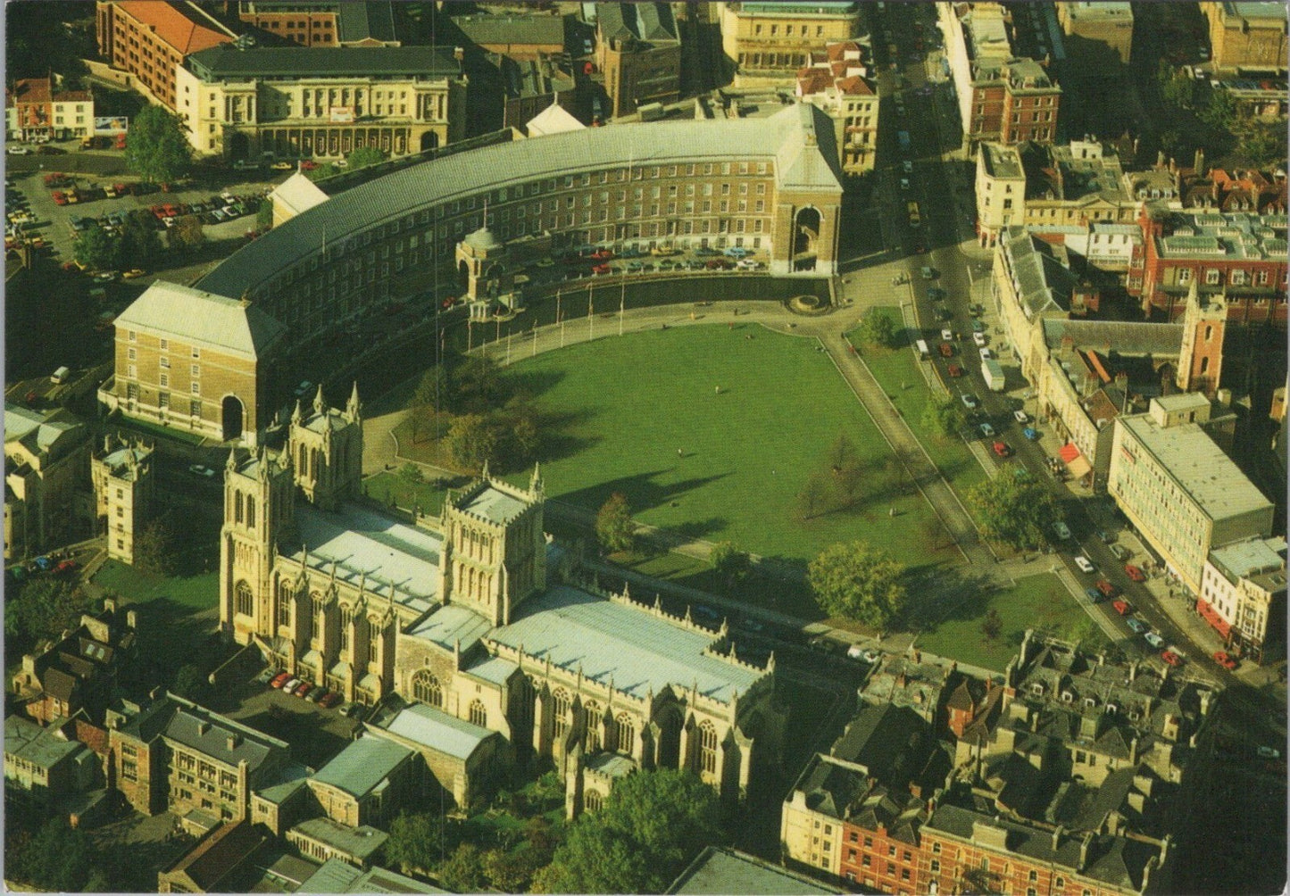 Bristol Postcard: Cathedral Council House College Green Aerial 1980's XT3841