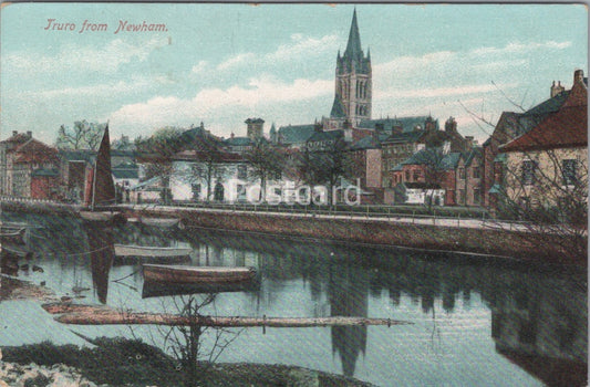 Cornwall Postcard: Truro From Newham Cathedral River Views Boats 1900s XT4305