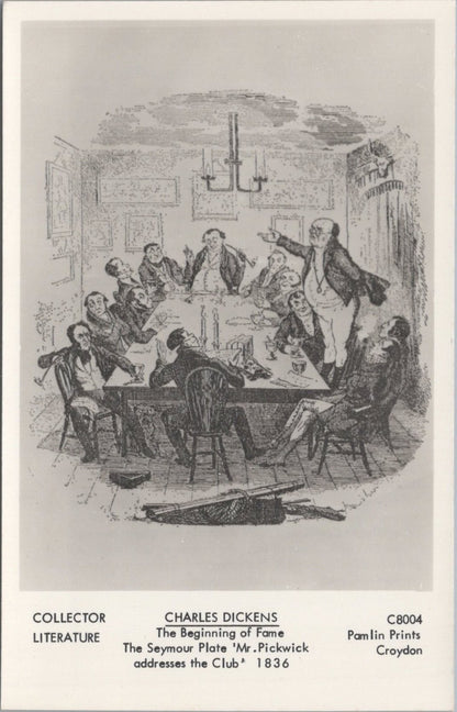 Art Postcard: Author Charles Dickens Mr Pickwick Addresses the Club  XT5159