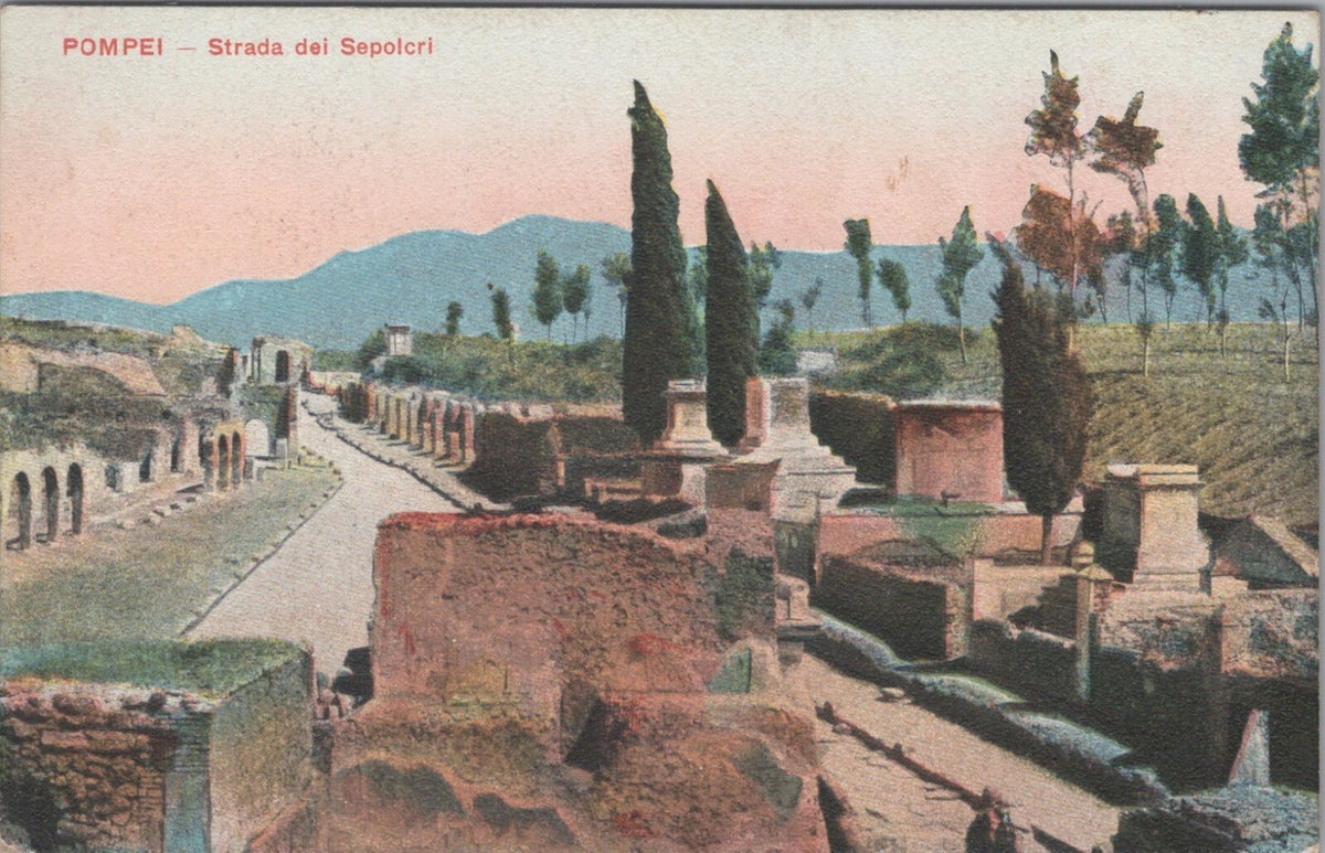 Italy Postcard: Pompeii Strada Dei Sepolcri Street Tombs Ruins  XT5559