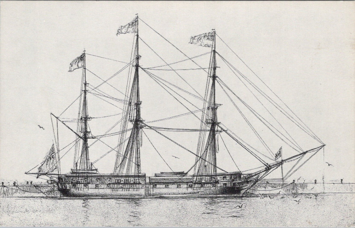 Shipping Postcard: Frigate Unicorn, Dundee Victoria Dock Drawing 1970s XT5315