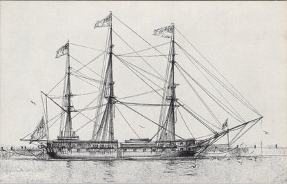 Shipping Postcard: Frigate Unicorn, Dundee Victoria Dock Drawing 1970s XT5315