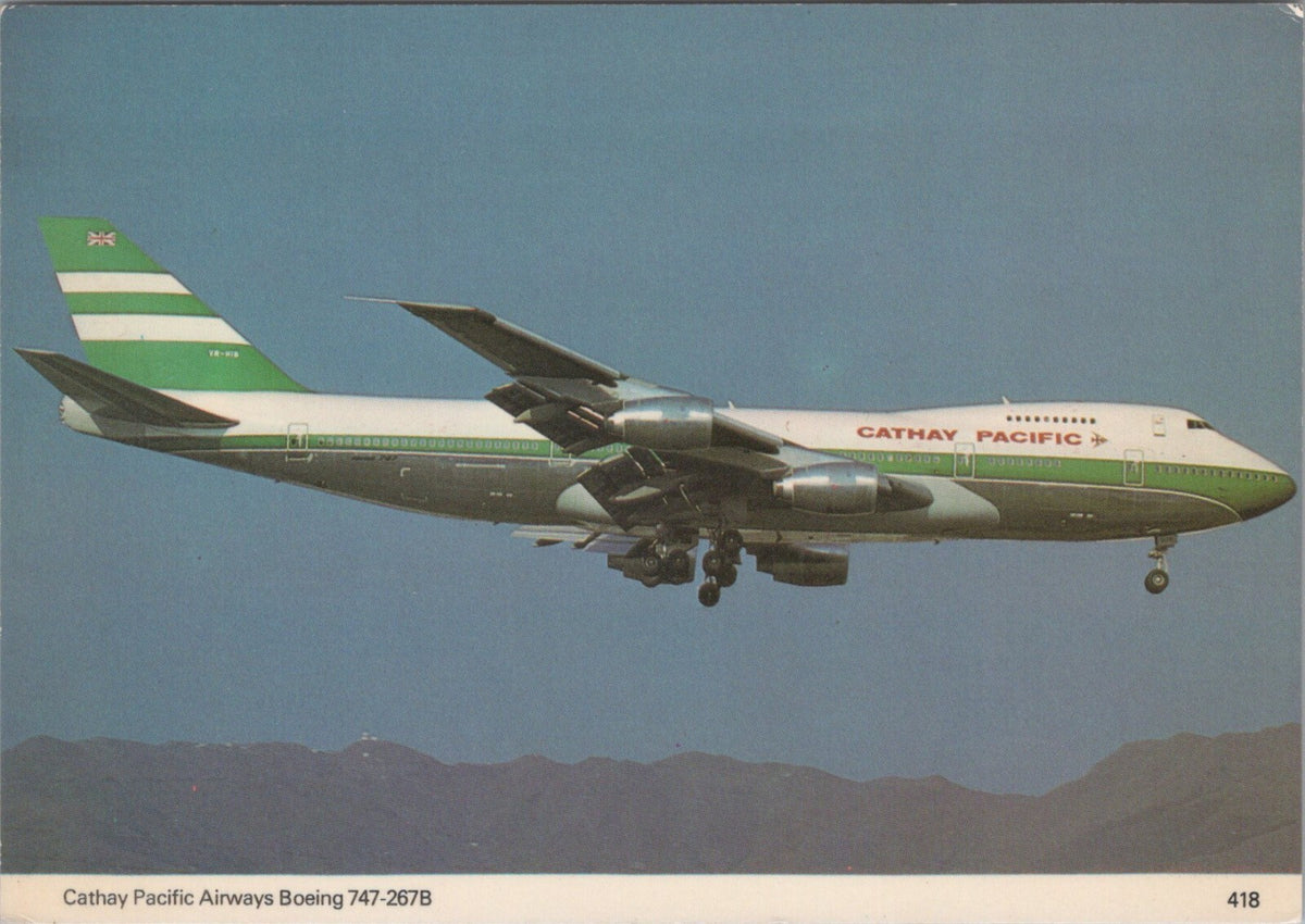Aviation Postcard: Cathay Pacific Boeing 747-267B Airplane VR-HIB 1980s XT5192