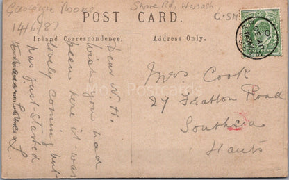 Hampshire Postcard: Warsash Shore Road Village Houses Street Scene RPPC 1910's XT3518