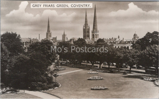 Warwickshire Postcard:Coventry Grey Friars Green Three Spires RPPC 1960's XT3665