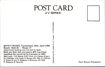 Sport Postcard: Twickenham Rugby John Player Special Cup Final 1986 XT5032