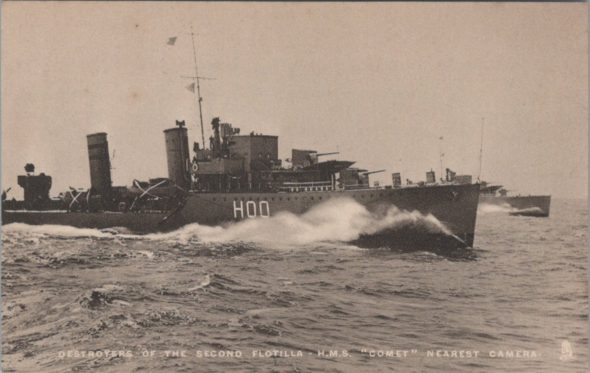 Royal Navy Postcard: HMS Comet Destroyer H00 Second Flotilla 1930s XT5574
