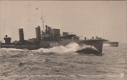 Royal Navy Postcard: HMS Comet Destroyer H00 Second Flotilla 1930s XT5574