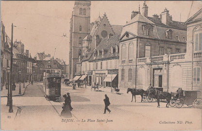France Postcard: Dijon La Place Saint-Jean, Church Tram Street Scene  XT5167