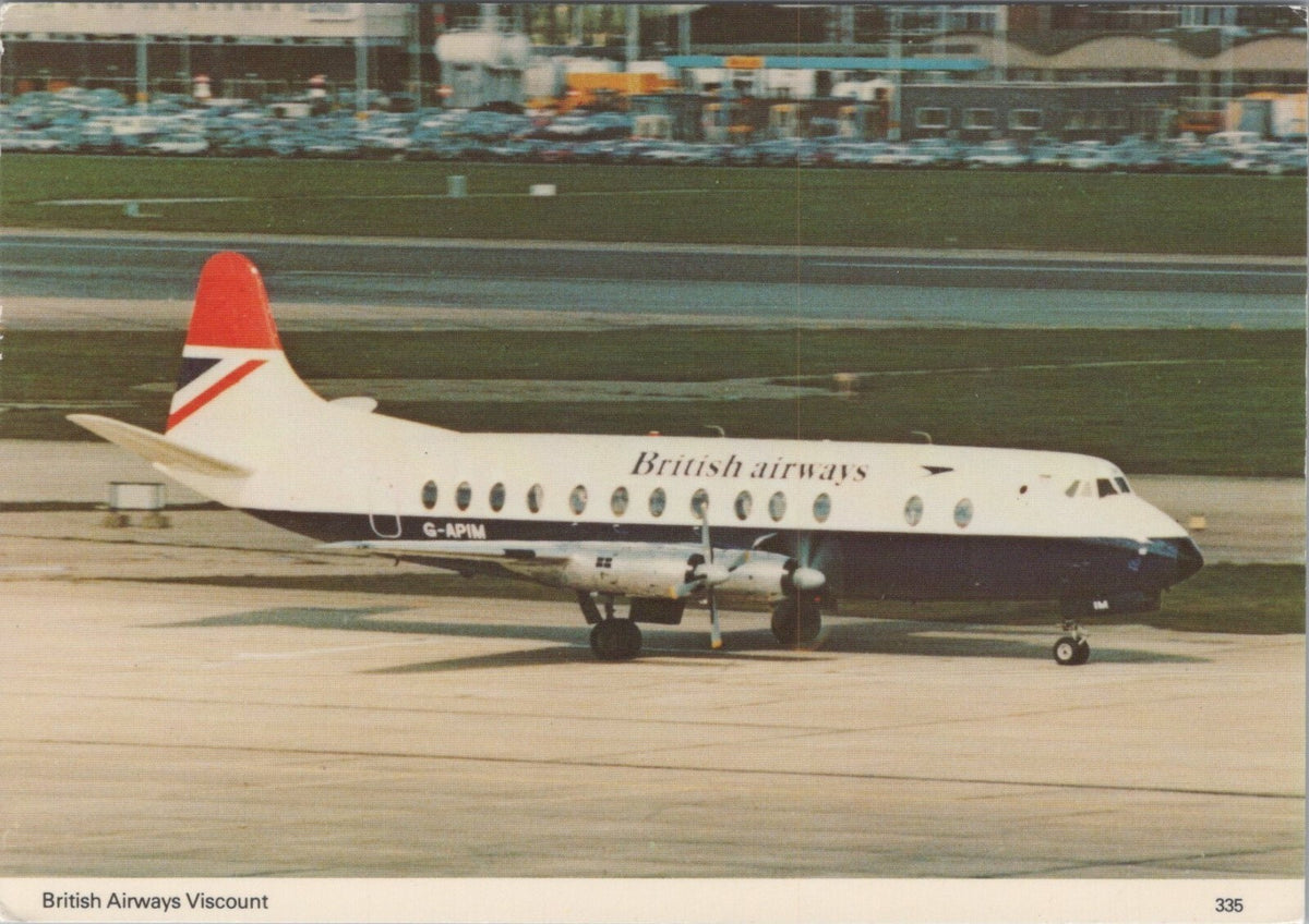 Aviation Postcard: British Airways Vickers Viscount Airplane G-APIM 1970s XT5196
