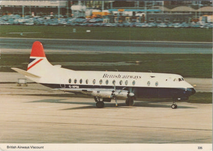 Aviation Postcard: British Airways Vickers Viscount Airplane G-APIM 1970s XT5196