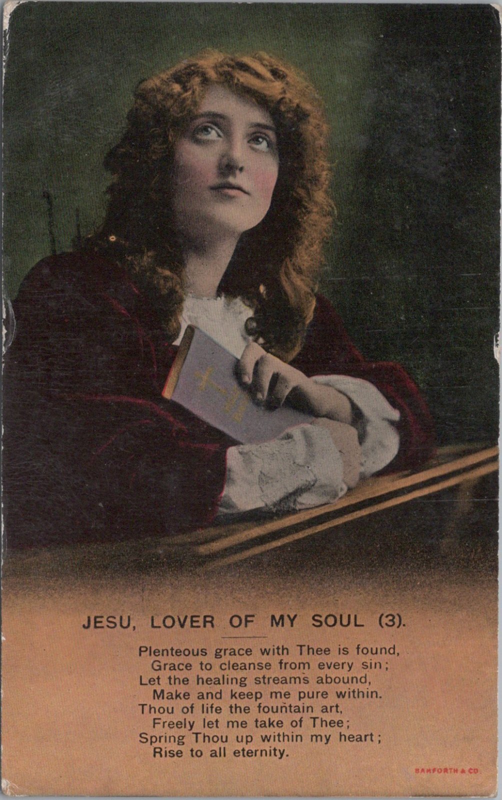 Religious Postcard:Jesu Lover Of My Soul Christian Hymn Bamforth Art 1911 XT5328