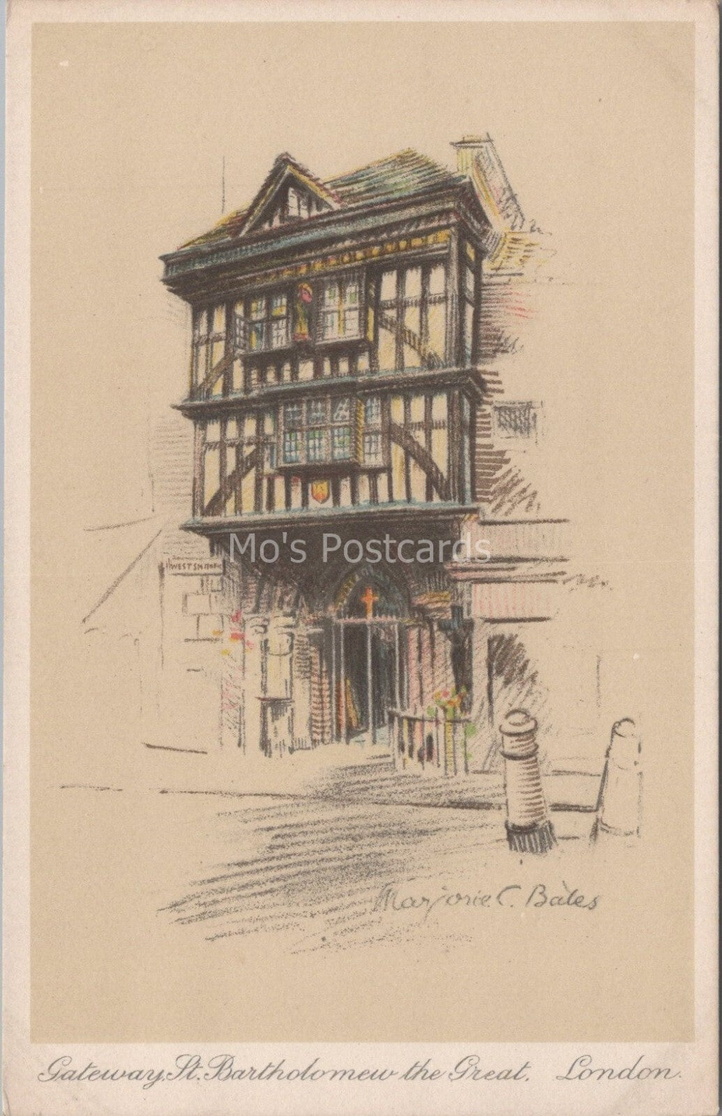 London Postcard: Gateway St. Bartholomew The Great Tudor Gatehouse XT3680