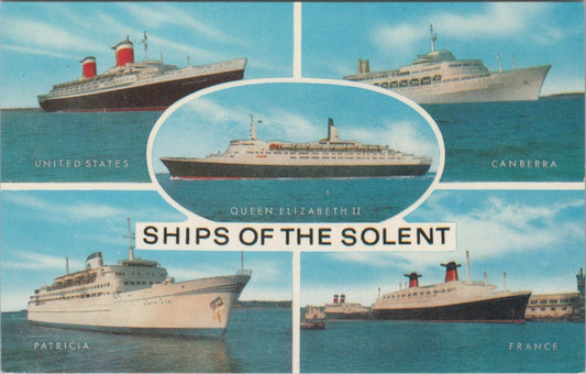 Hampshire Postcard: Ships Of The Solent QE2 Canberra United States 1970s XT5325
