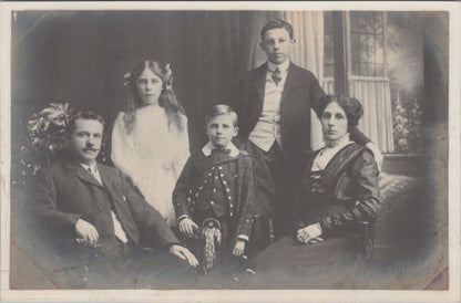 Fashion Postcard: Family Studio Portrait Smart Dress Highland Kilt RPPC  XT5628