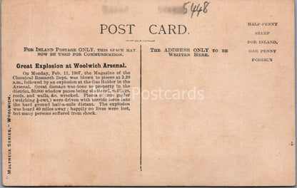 London Postcard: Woolwich Arsenal Great Explosion Street Crowd 1907 XT4027