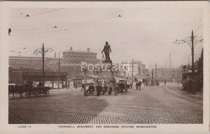 Lancashire Postcard: Manchester Cromwell Monument Exchange Station RPPC  XT4430