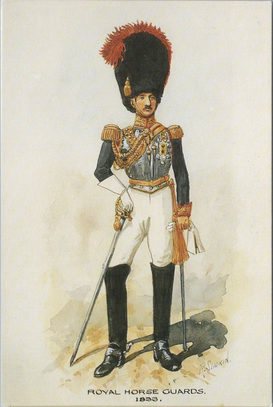 Military Postcard: Royal Horse Guards Uniform 1833 Richard Simkin 1989 XT5363