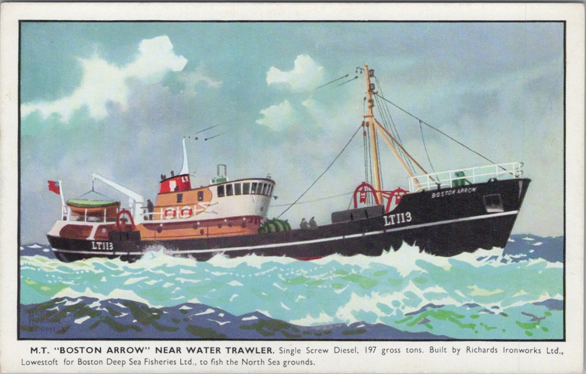 Shipping Postcard: Boston Arrow LT113 Trawler Fishing Boat Vessel 1950s XT5280