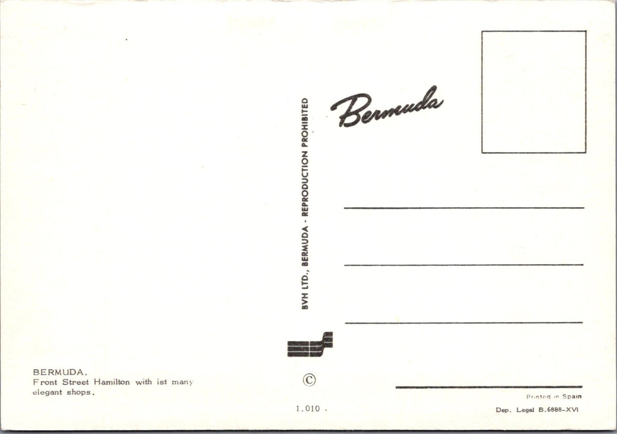 Bermuda Postcard: Hamilton Front Street, Pan Am Carriage 1960s XT3512