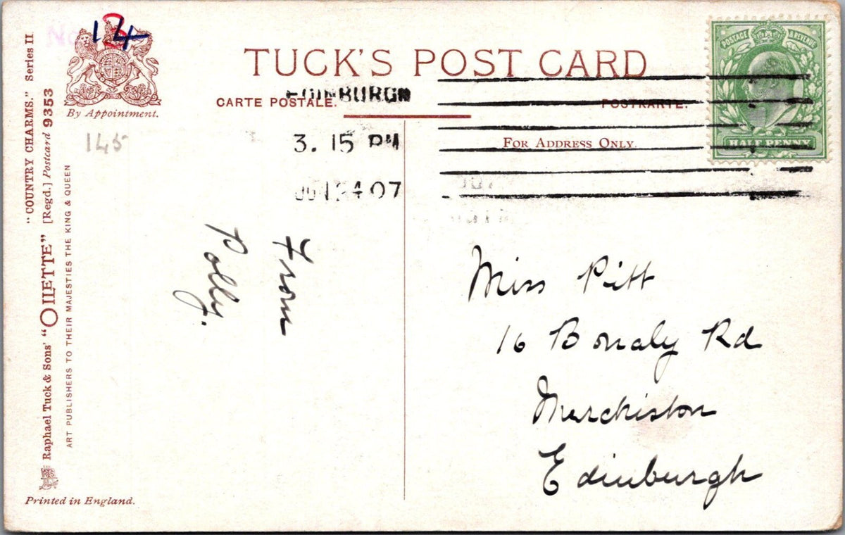 Romance Postcard: Man At Wooden Gate Waiting For Woman In Vale 1907 XT5021