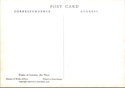 London Postcard:Tower of London Aerial View River Thames White Tower 50's XT4445