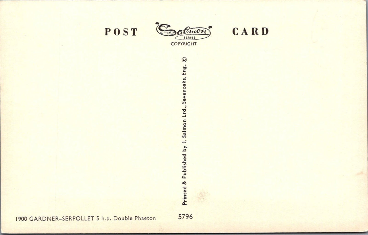 Vintage Transport Postcard: 1900 Gardner-Serpollet 5 h.p. Double Phaeton Car  XT4778