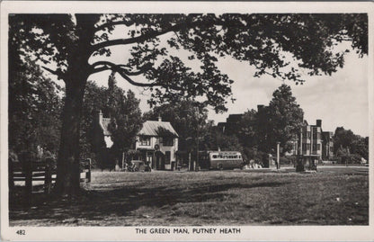 London Postcard: Putney Heath The Green Man Inn Bus RPPC 1950's XT5054