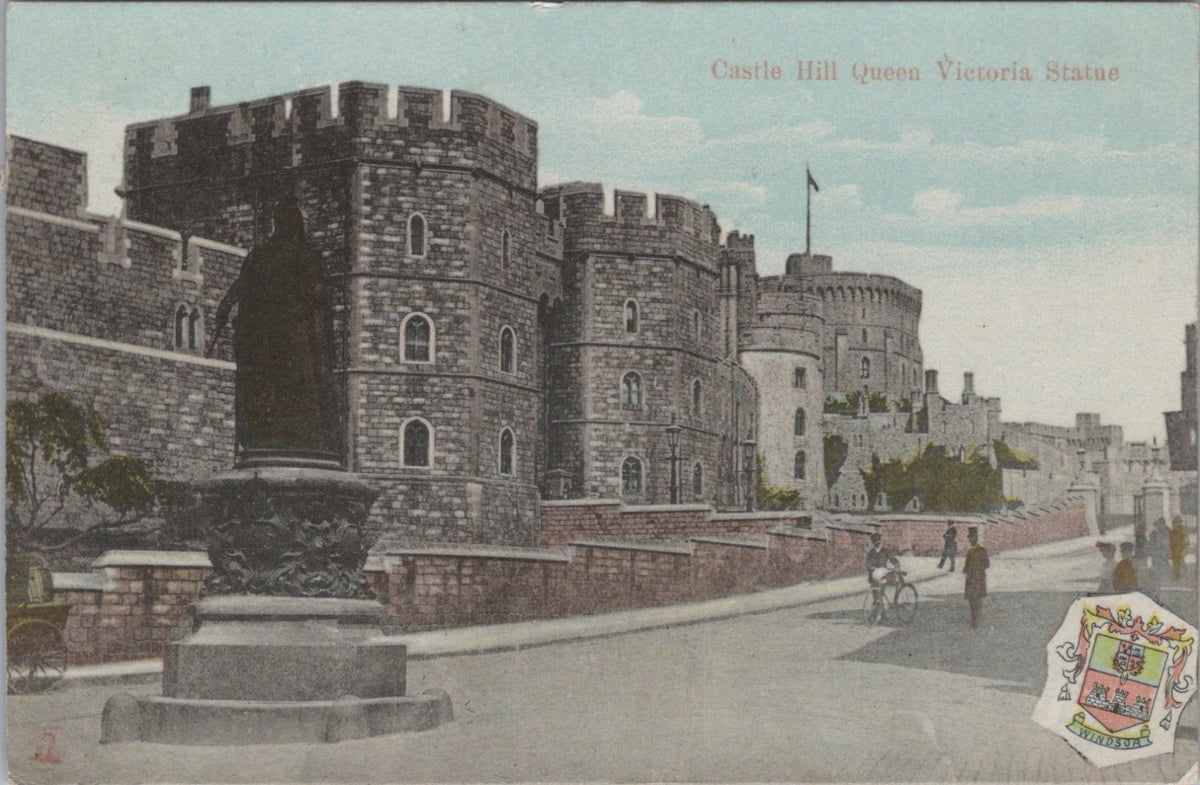 Berkshire Postcard: Windsor Castle Hill Queen Victoria Statue 1907  XT5011