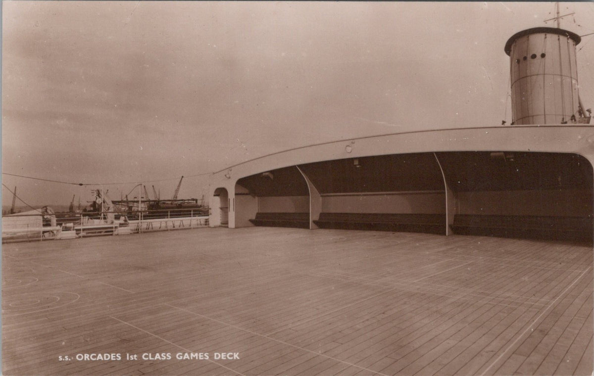 Shipping Postcard: SS Orcades Orient Liner First Class Games Deck Funnel XT5533