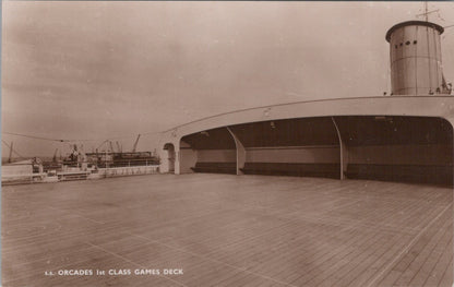 Shipping Postcard: SS Orcades Orient Liner First Class Games Deck Funnel XT5533
