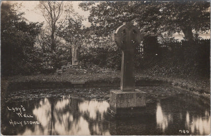 Northumberland Postcard: Holystone Lady's Well Celtic Cross Statue XT4335