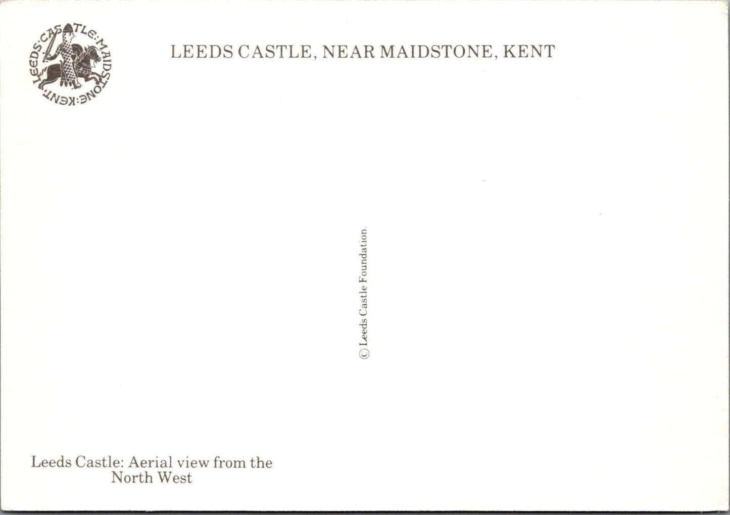 Kent Postcard: Leeds Castle Near Maidstone Aerial Moat View 1980’s XT4443