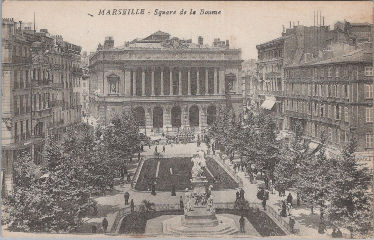 France Postcard: Marseille Square de la Bourse, Palais Building Garden XT5168