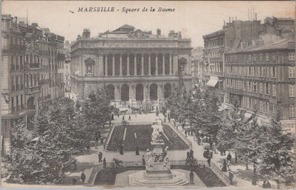 France Postcard: Marseille Square de la Bourse, Palais Building Garden XT5168