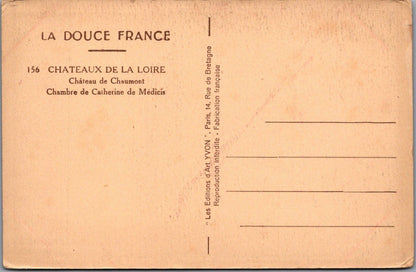 France Postcard: Chateau de Chaumont-sur-Loire Catherine de Medici Bed  XT5554