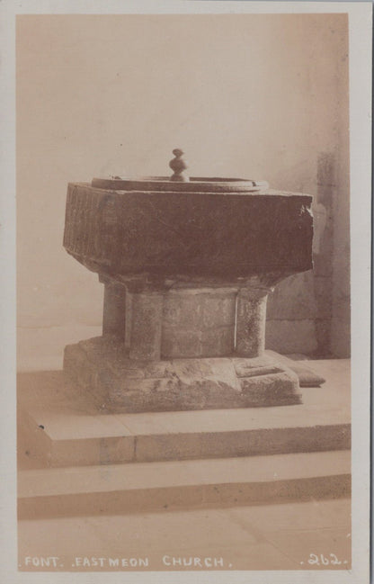 Hampshire Postcard: East Meon Church Norman Tournai Font 1912 XT5060