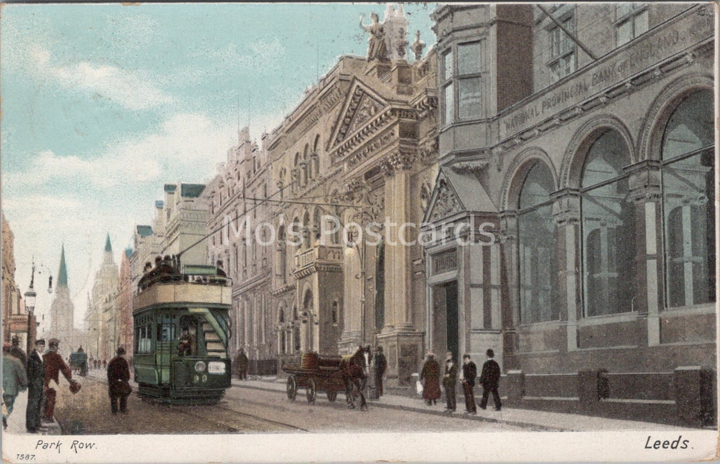 Yorkshire Postcard: Leeds Park Row, National Provincial Bank Street 1903  XT4032