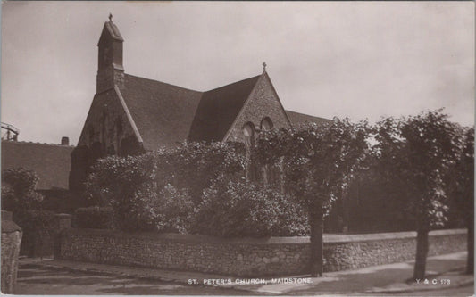 Kent Postcard: Maidstone St Peters Church Religious Architecture RPPC XT3463
