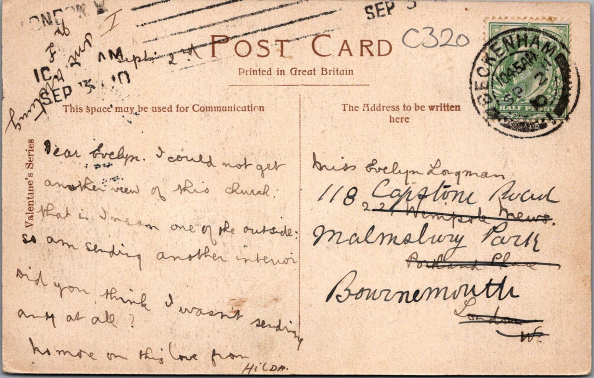 Surrey Postcard: Guidlford, St Nicolas Church Interior Altar Chancel 1910 XT5584